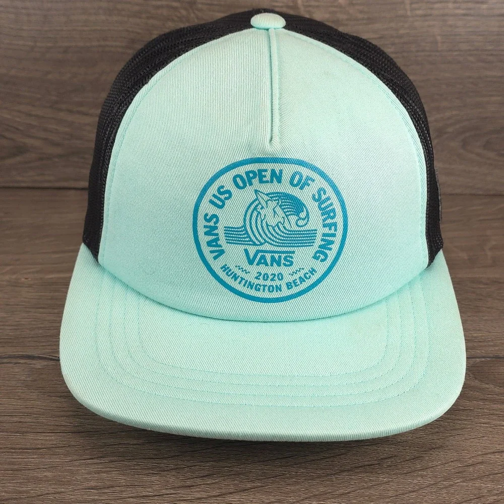 Vans Hat Cap Snap Back Teal Mens US Open Of Surfing 2020 Huntington Beach Mesh